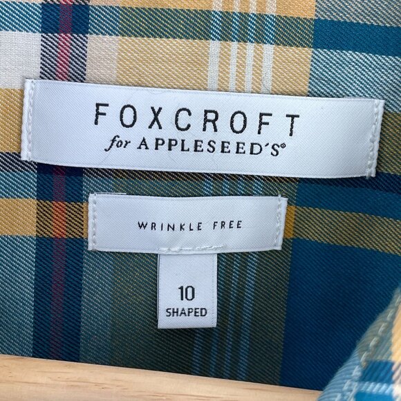 Foxcroft Appleseeds Womens 10 Wrinkle Free Plaid Button Up Shirt Shaped Fit Top - Picture 4 of 10